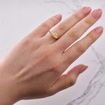 Fancy Intense Yellow Radiant Diamond 3 Stone Ring 