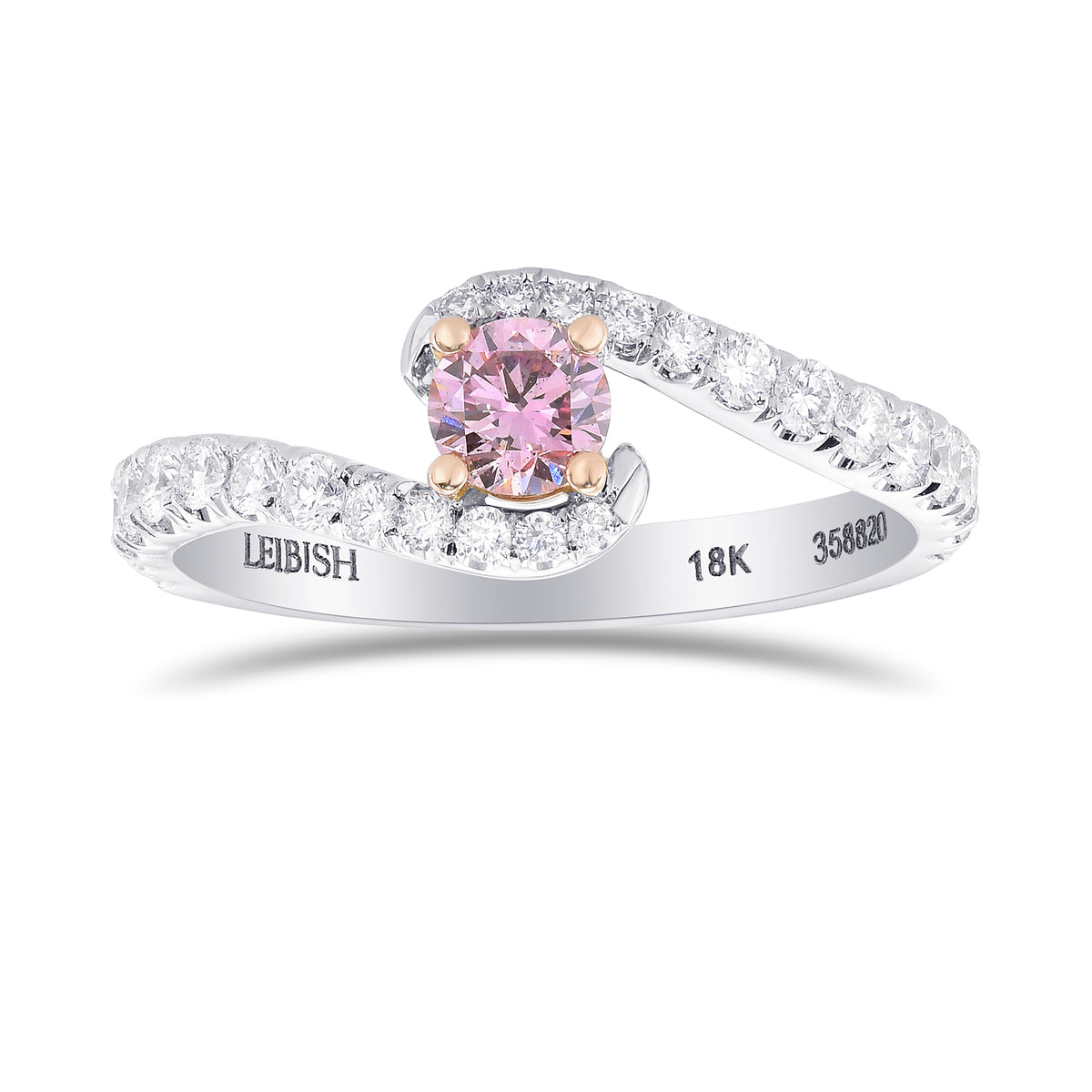 Fancy Purplish Pink Round Crossover Diamond Ring
