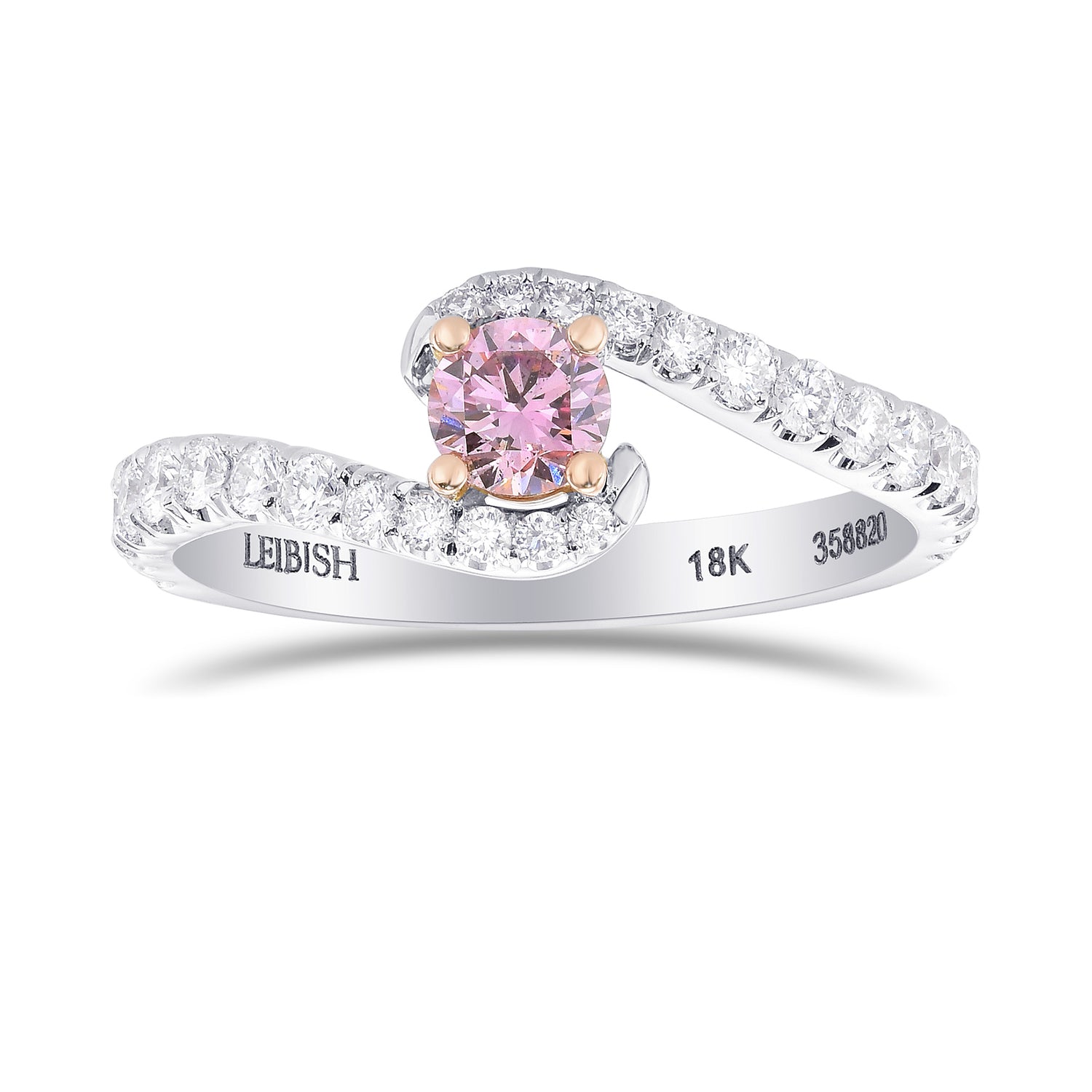 Fancy Purplish Pink Round Crossover Diamond Ring