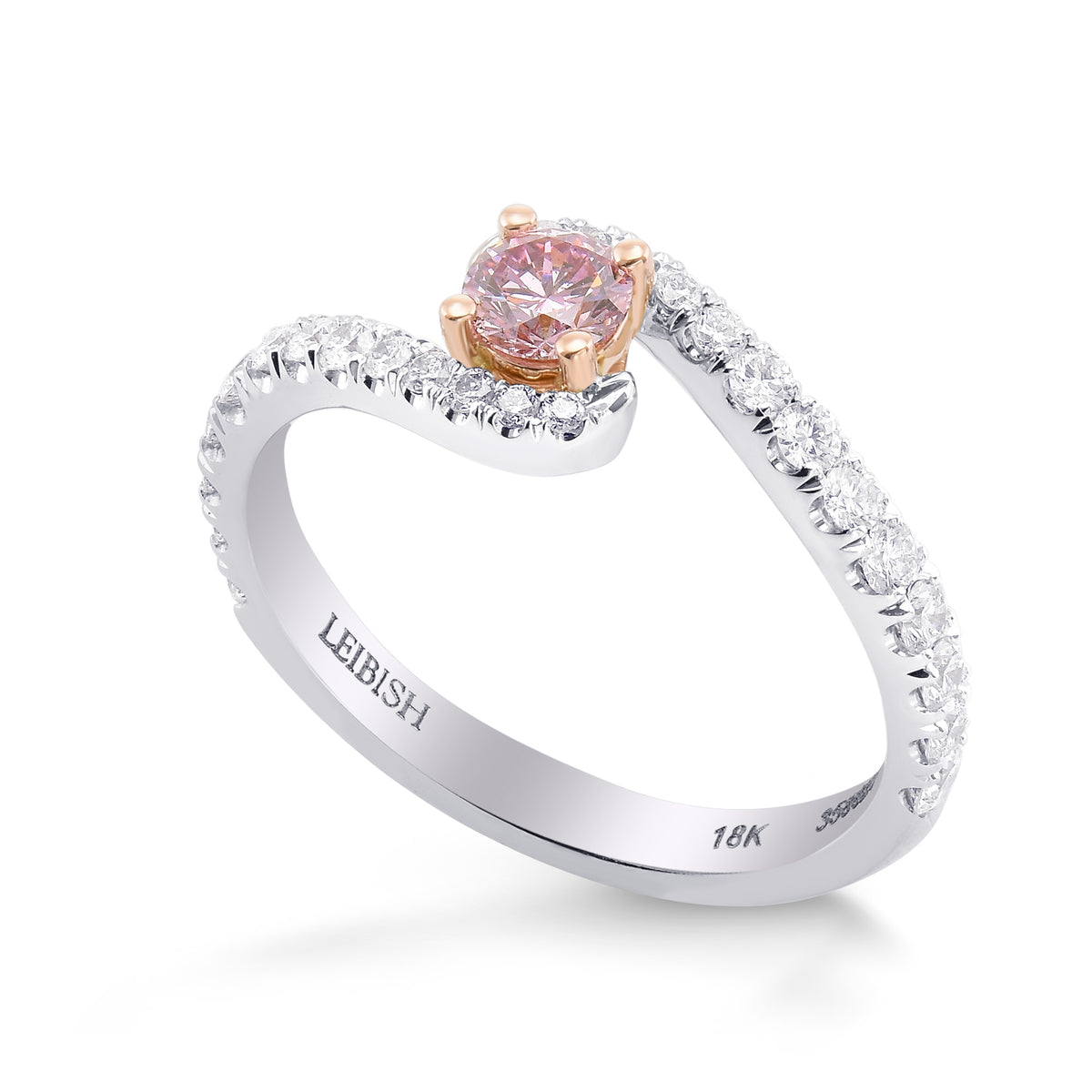 Fancy Purplish Pink Round Crossover Diamond Ring