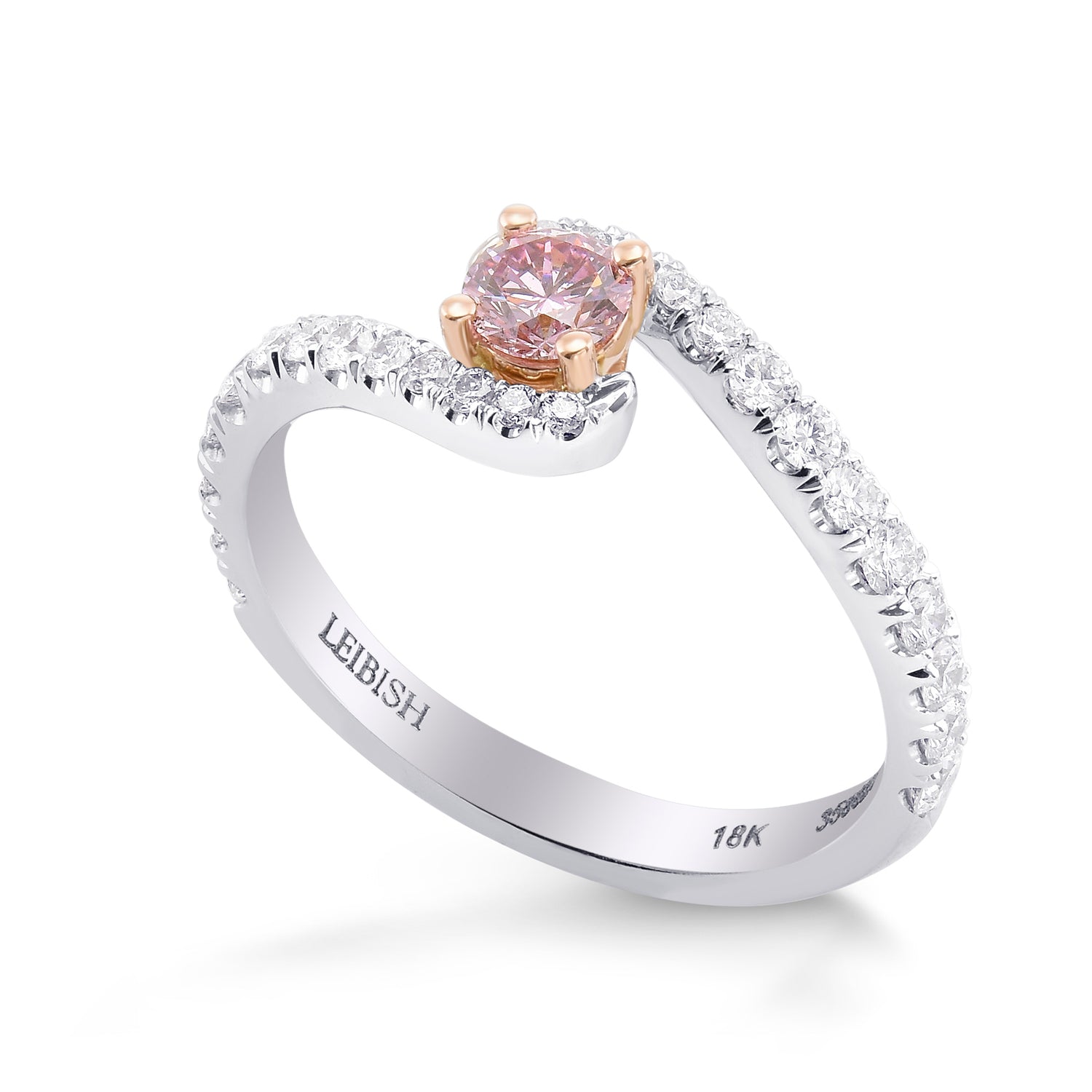 Fancy Purplish Pink Round Crossover Diamond Ring