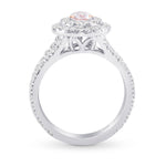 Very Light Pink Pear Diamond Double Halo Ring 
