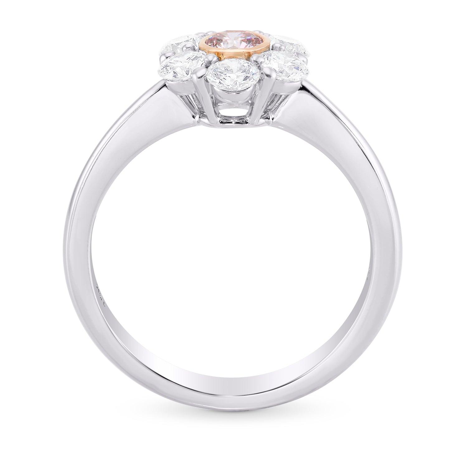 Fancy Purplish Pink Round Diamond Halo Ring 