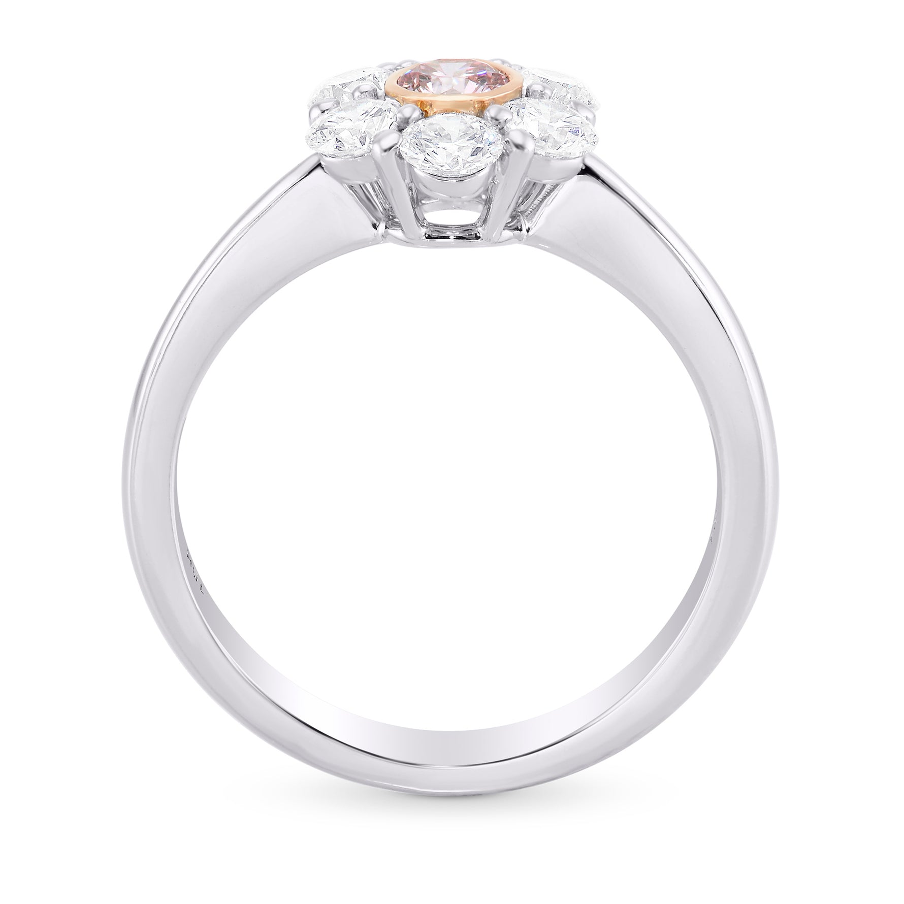 Fancy Purplish Pink Round Diamond Halo Ring 