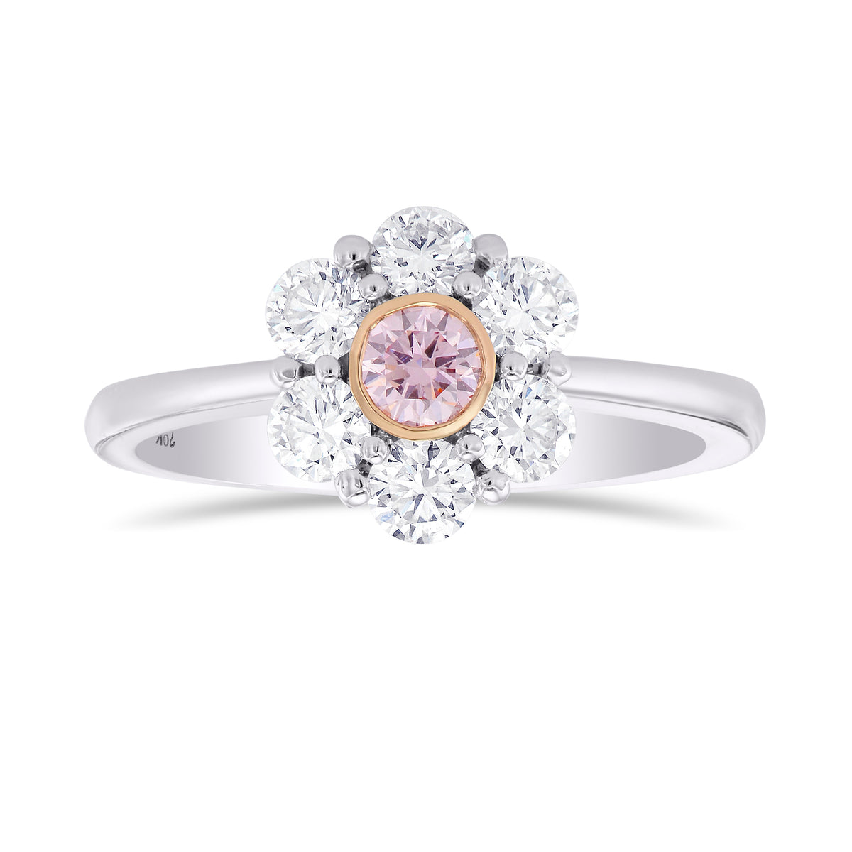 Fancy Purplish Pink Round Diamond Halo Ring 