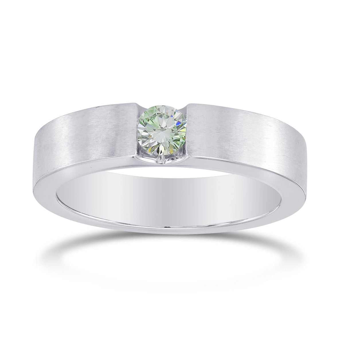 Fancy Bluish Green Round Diamond Band Ring