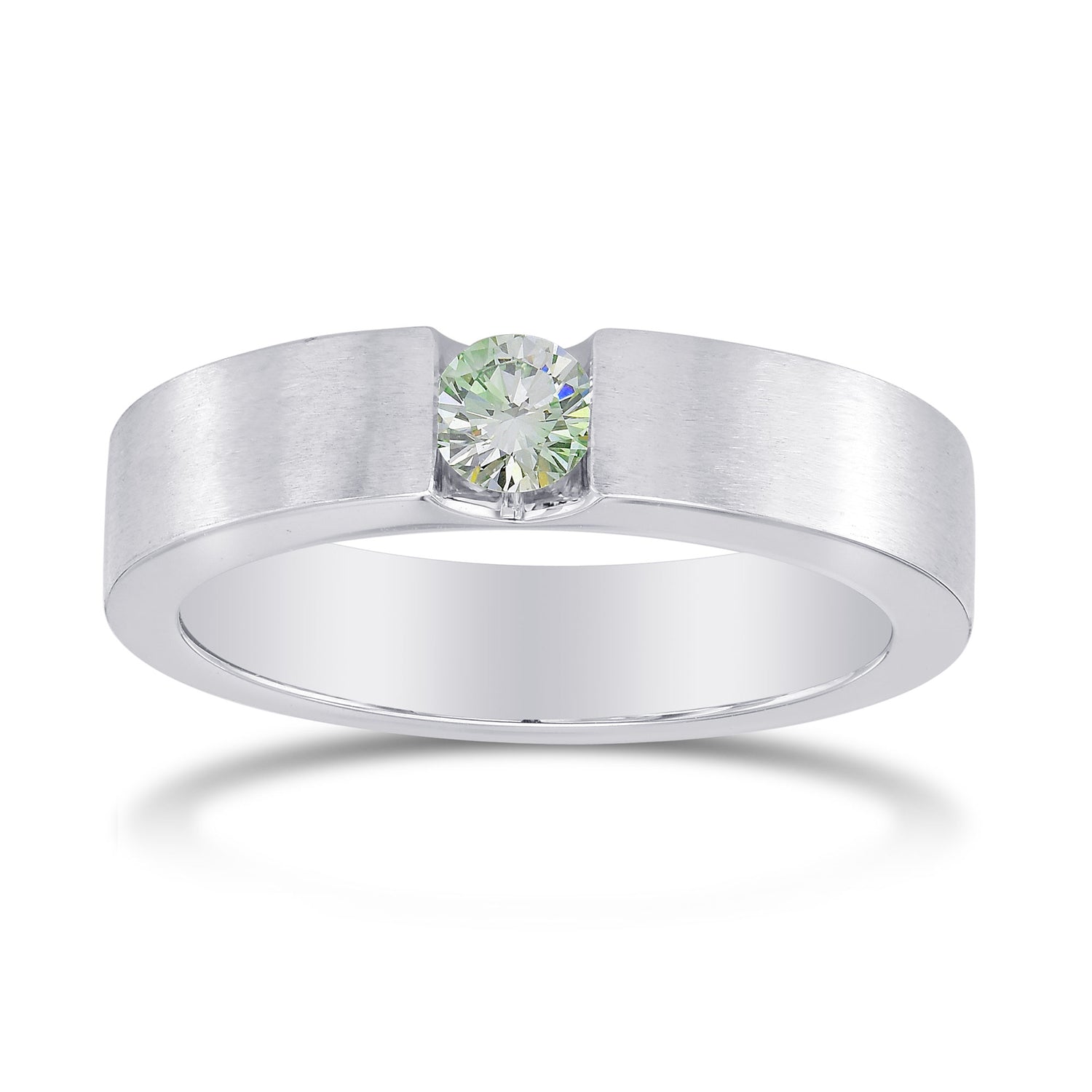 Fancy Bluish Green Round Diamond Band Ring
