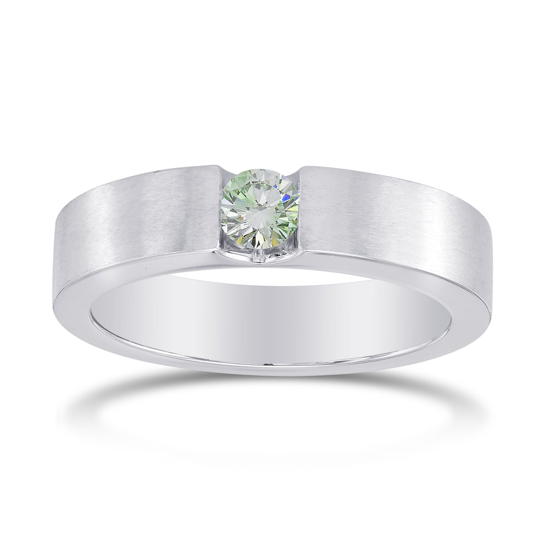 Fancy Bluish Green Round Diamond Band Ring