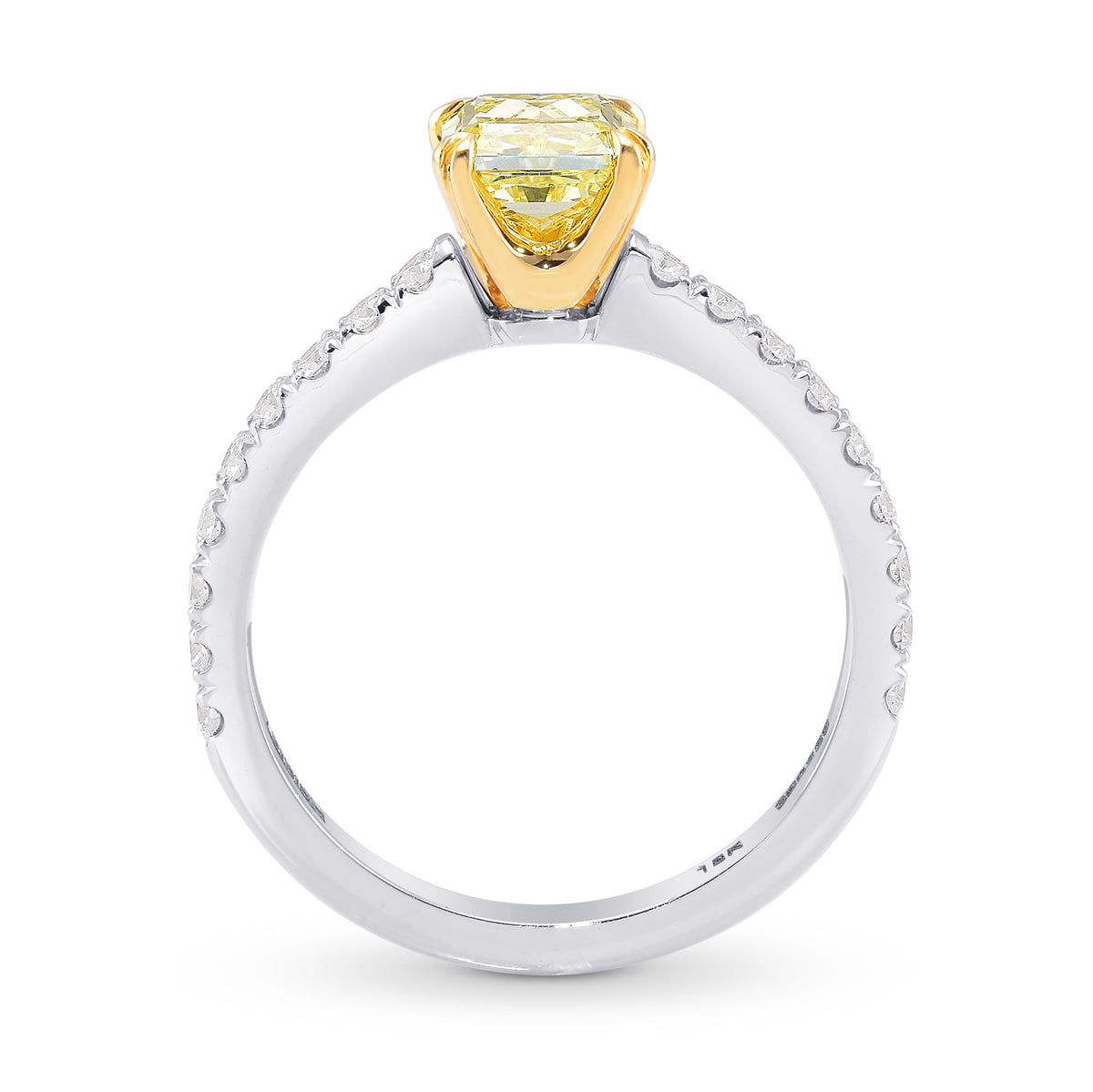 Fancy Intense Yellow Radiant Diamond Side Stone Ring