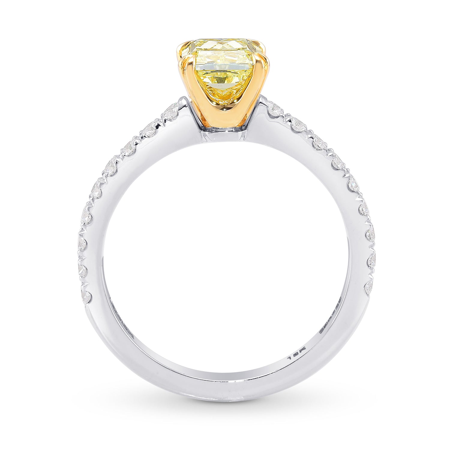 Fancy Intense Yellow Radiant Diamond Side Stone Ring