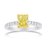 Fancy Intense Yellow Radiant Diamond Side Stone Ring
