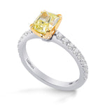 Fancy Intense Yellow Radiant Diamond Side Stone Ring