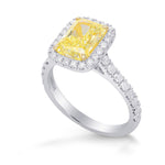 Fancy Yellow Radiant Diamond Halo Ring