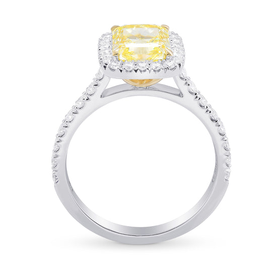 Fancy Yellow Radiant Diamond Halo Ring
