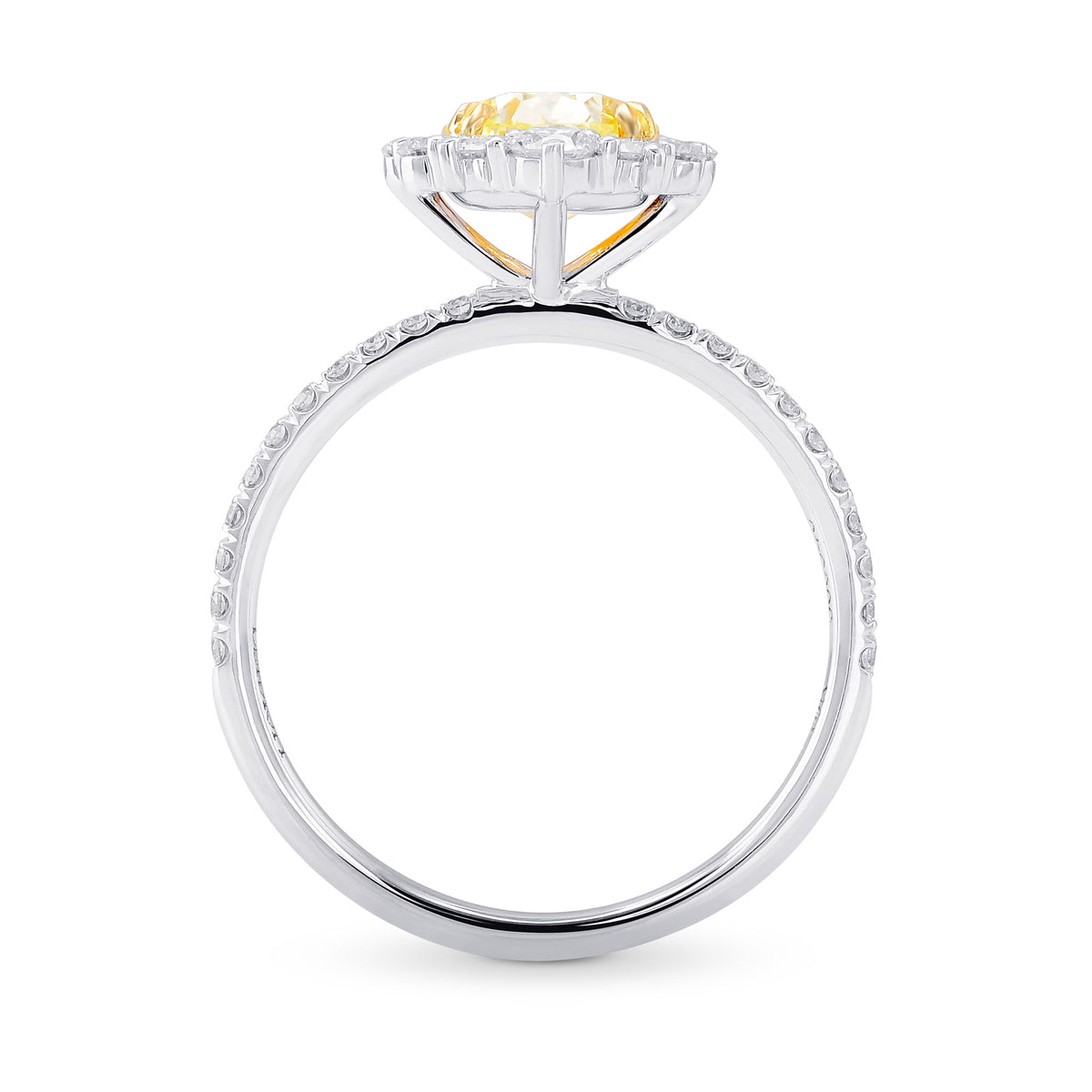 Fancy Light Yellow Pear Halo Diamond Ring