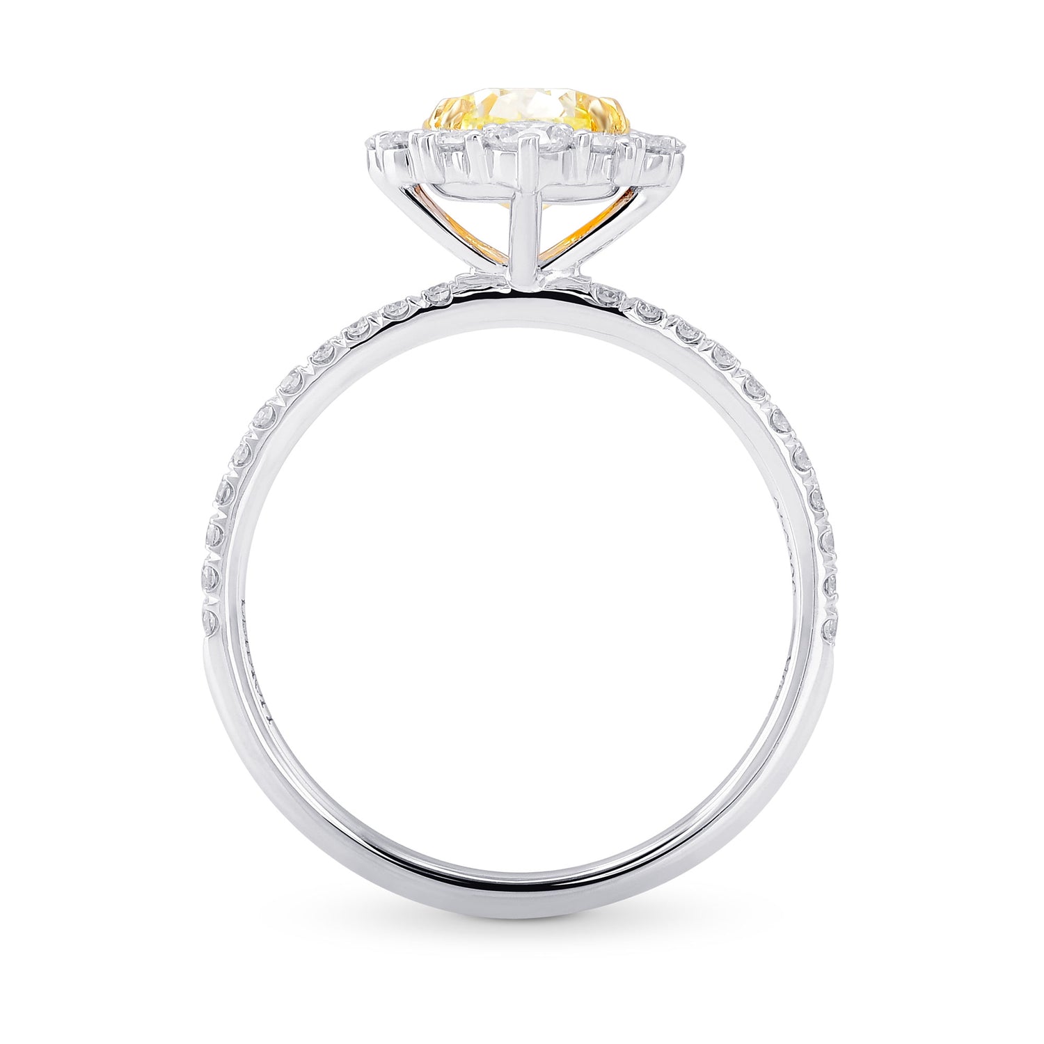 Fancy Light Yellow Pear Halo Diamond Ring