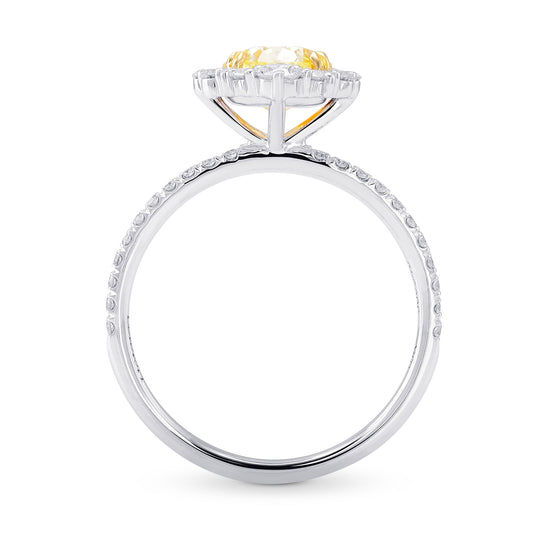 Fancy Light Yellow Pear Halo Diamond Ring