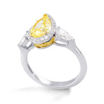 Fancy Light Yellow Pear 3 Stone Diamond Ring