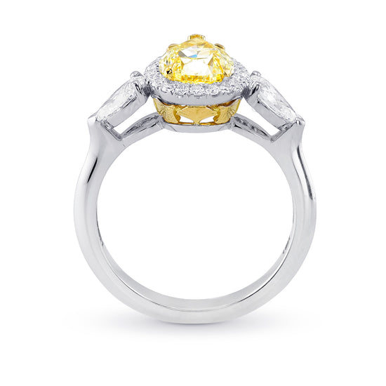 Fancy Light Yellow Pear 3 Stone Diamond Ring
