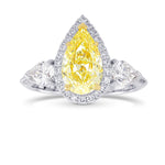 Fancy Light Yellow Pear 3 Stone Diamond Ring