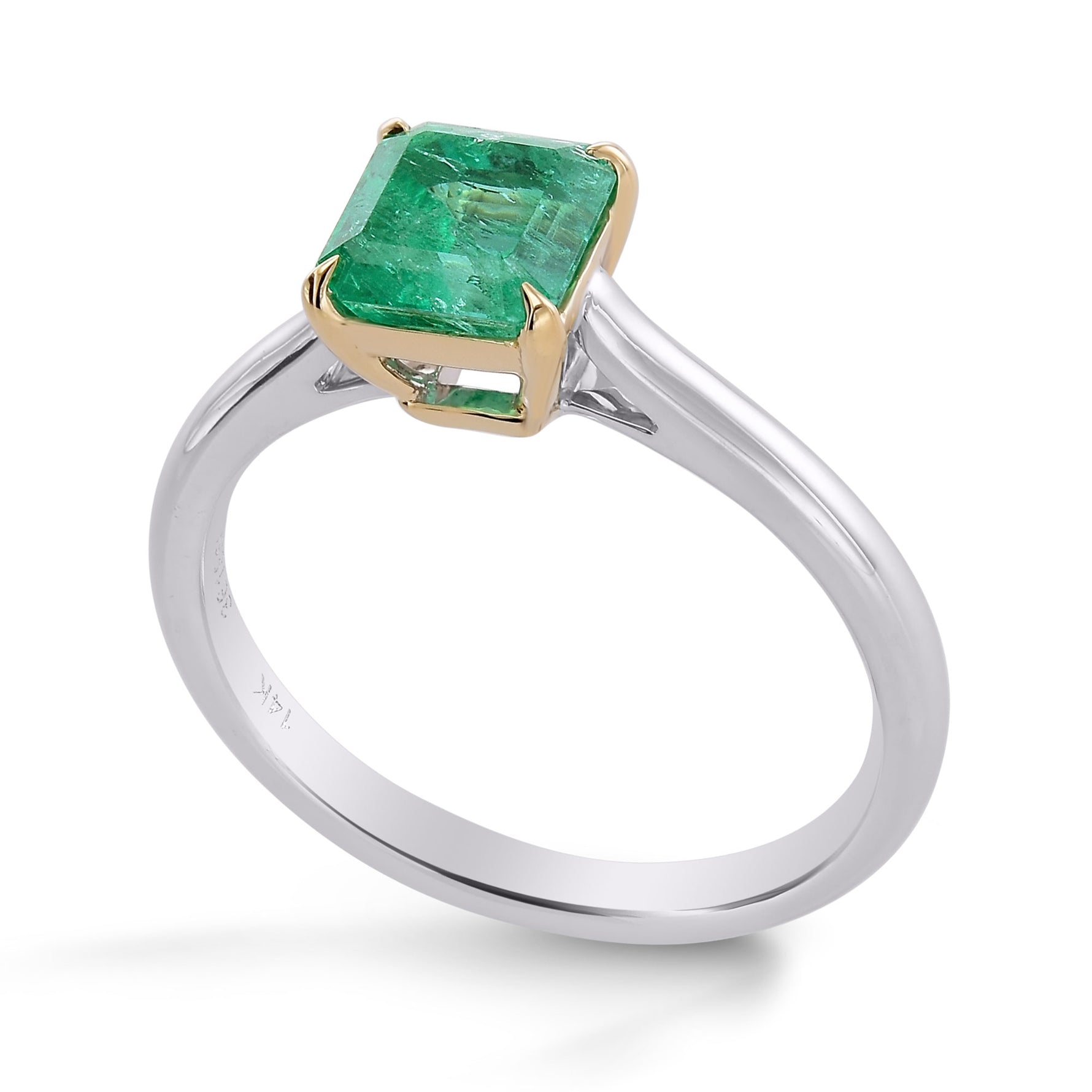 Green Colombian Emerald Solitaire Ring