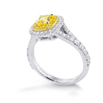 Fancy Vivid Yellow Cushion Double Halo Ring