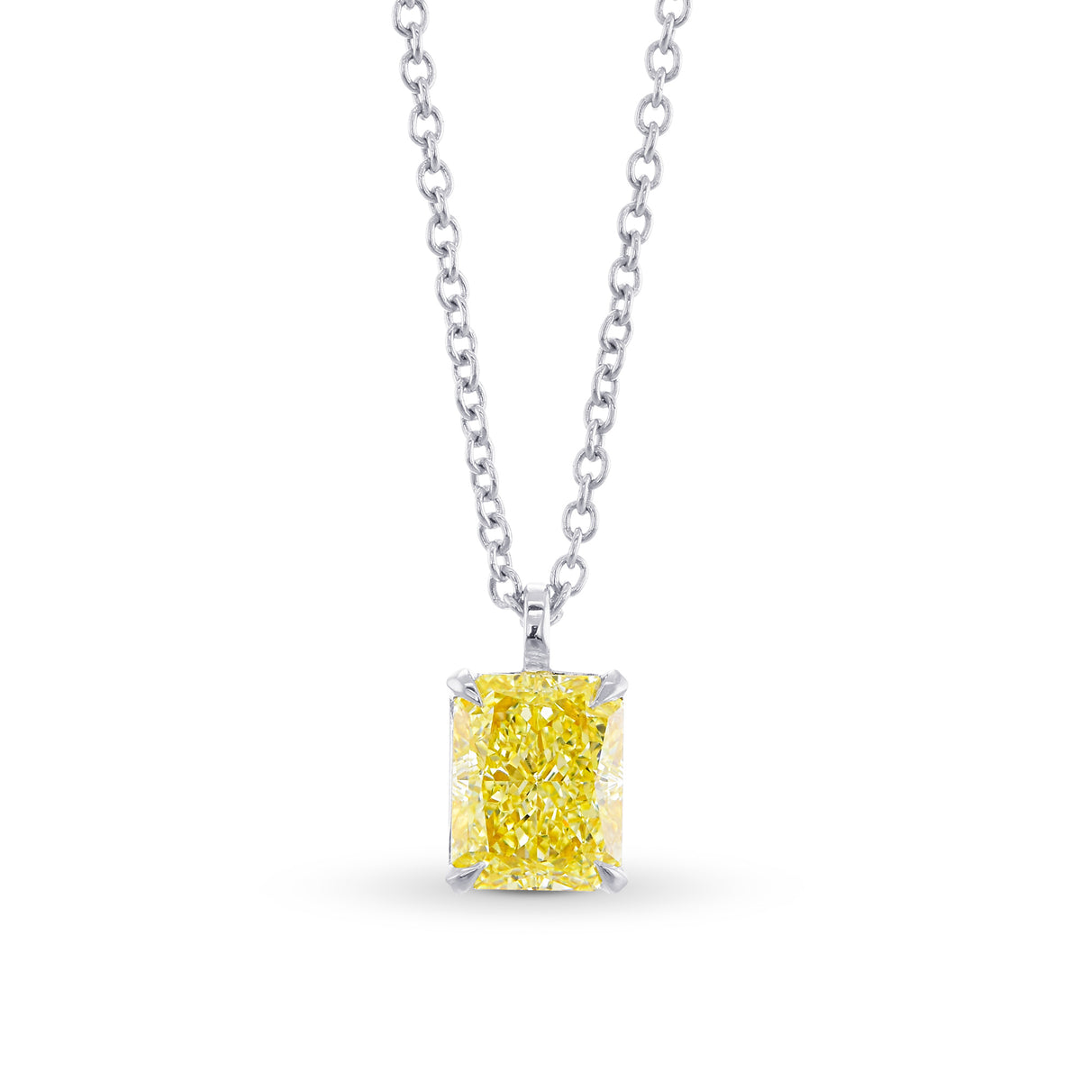 Fancy Yellow Radiant Diamond Solitaire Pendant 