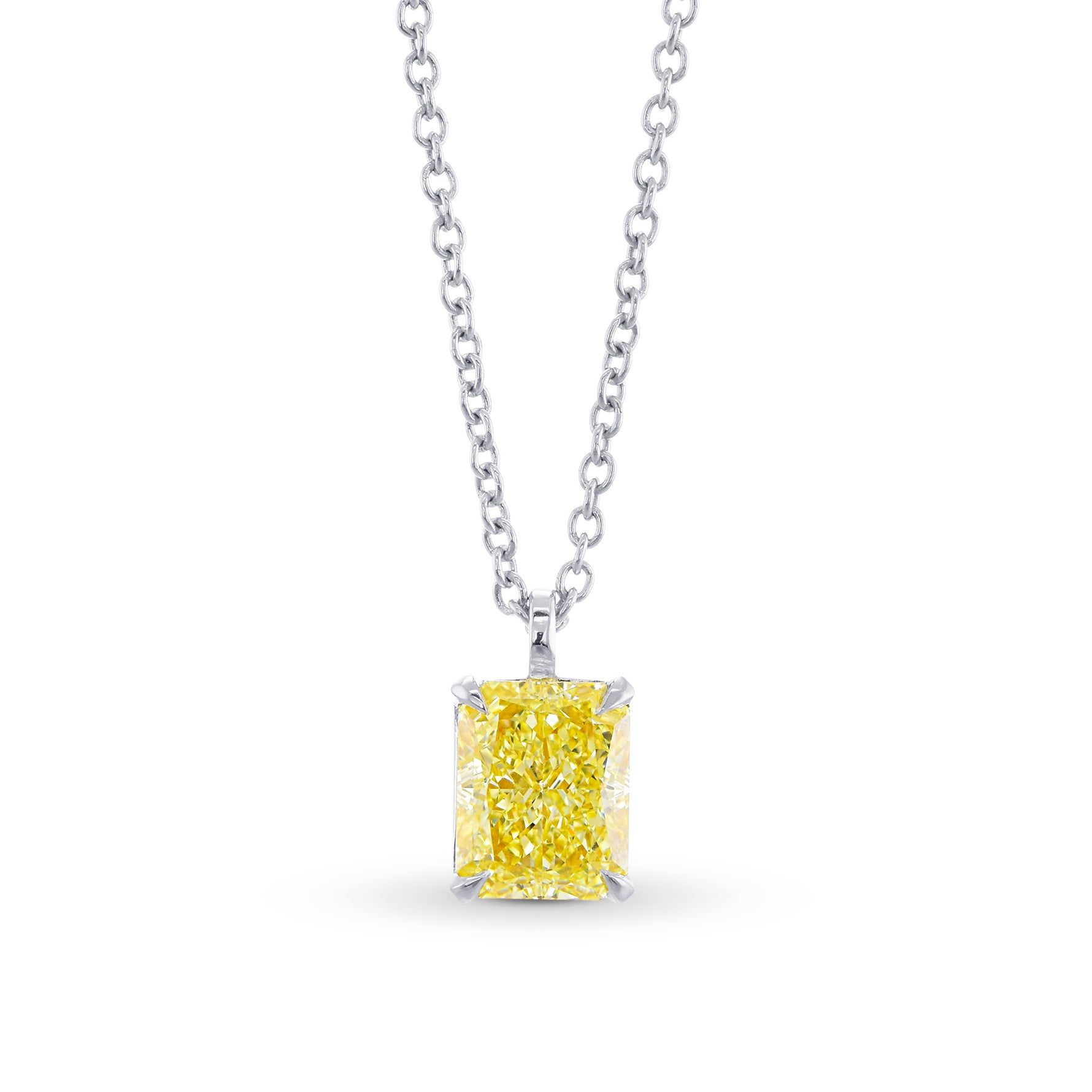 Fancy Yellow Radiant Diamond Solitaire Pendant 