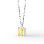 Fancy Yellow Radiant Diamond Solitaire Pendant 
