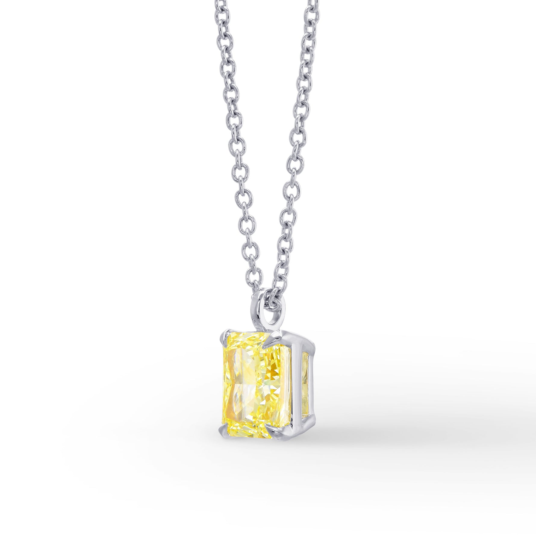 Fancy Yellow Radiant Diamond Solitaire Pendant 
