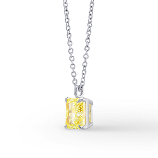 Fancy Yellow Radiant Diamond Solitaire Pendant 