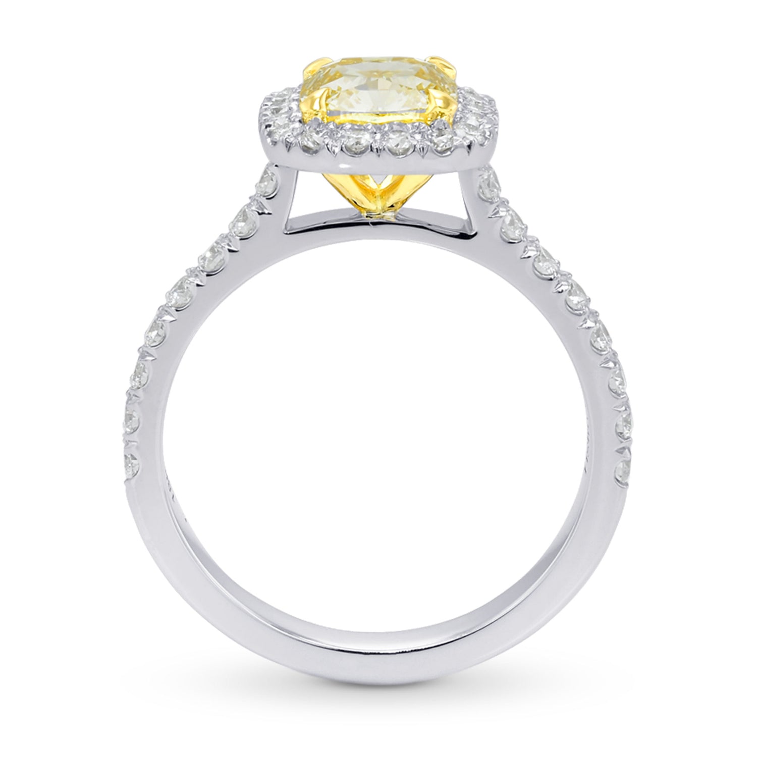 Fancy Light Yellow Cushion Diamond Halo Ring