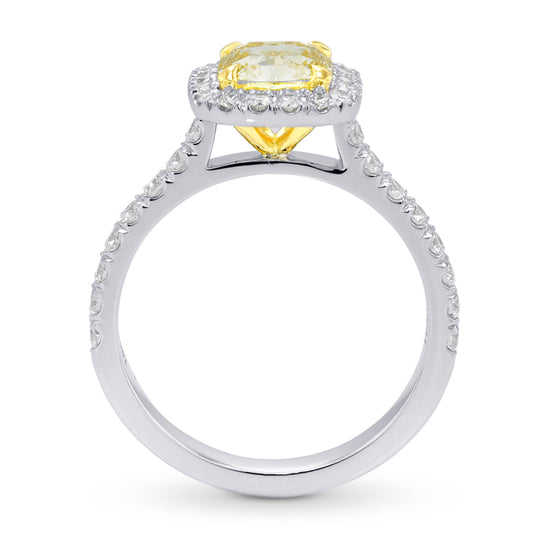 Fancy Light Yellow Cushion Diamond Halo Ring