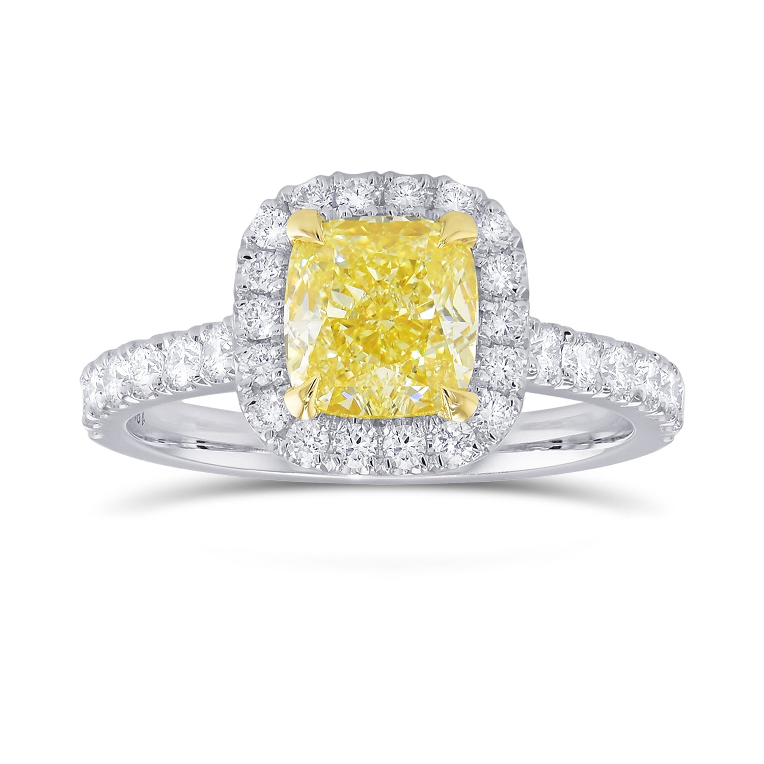 Fancy Light Yellow Cushion Diamond Halo Ring