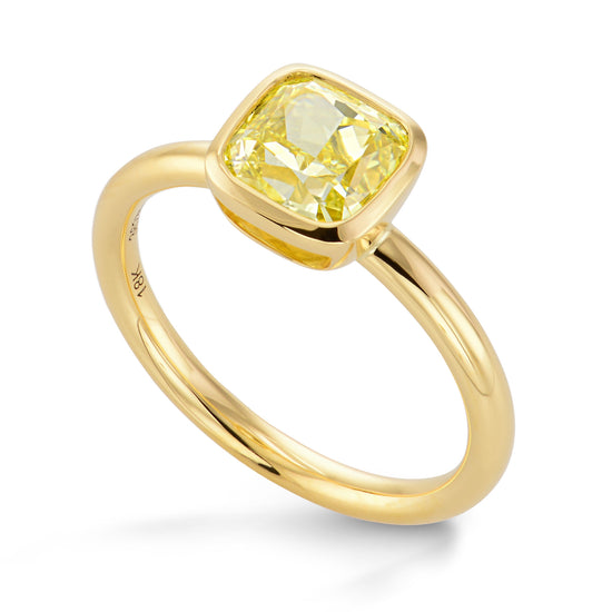 Fancy Intense Yellow Cushion Diamond Solitaire Ring