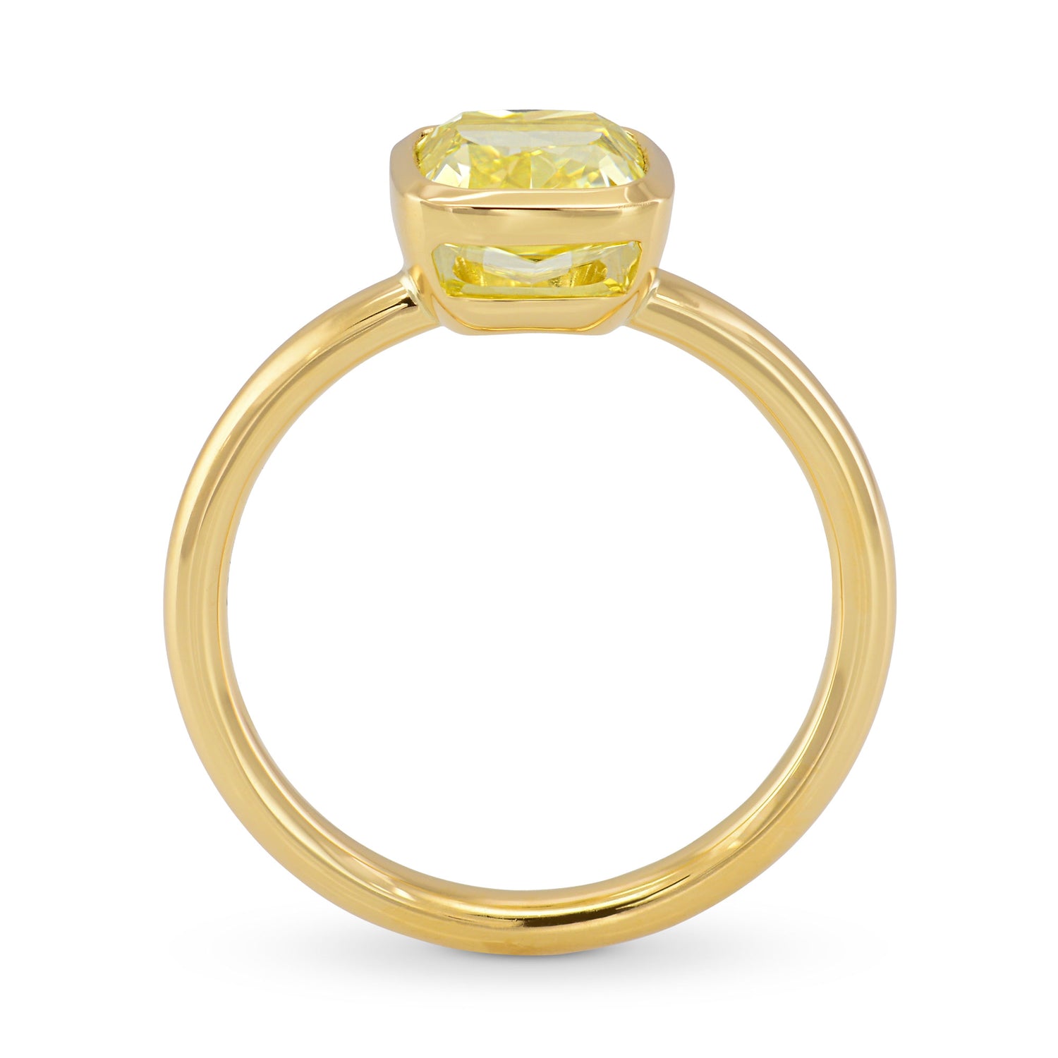 Fancy Intense Yellow Cushion Diamond Solitaire Ring