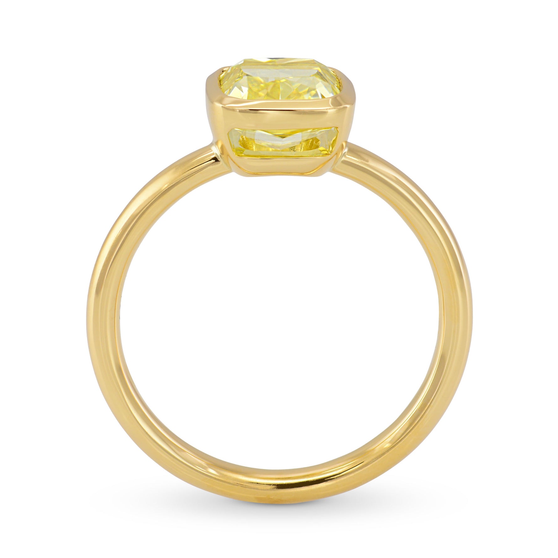 Fancy Intense Yellow Cushion Diamond Solitaire Ring