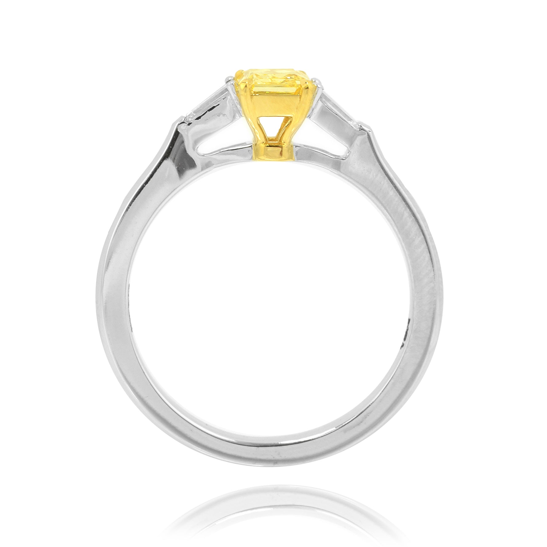 Fancy Intense Yellow Radiant and Taper Diamond Ring