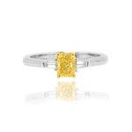 Fancy Intense Yellow Radiant and Taper Diamond Ring