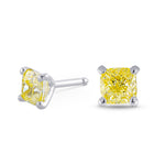 Fancy Yellow Cushion Stud Earrings