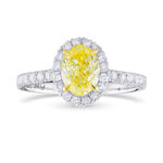 Fancy Intense Yellow Oval Halo Diamond Ring 