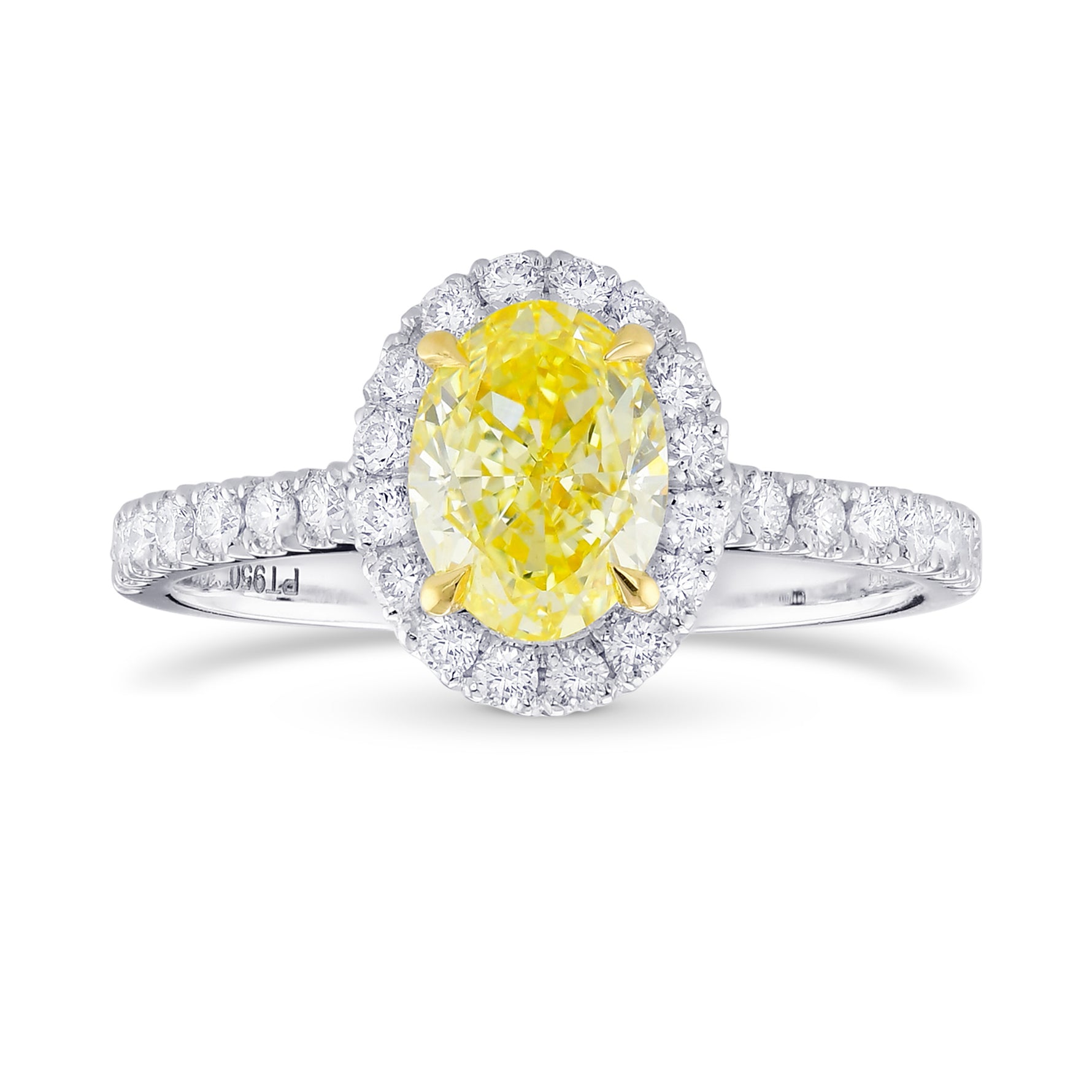 Fancy Intense Yellow Oval Halo Diamond Ring 