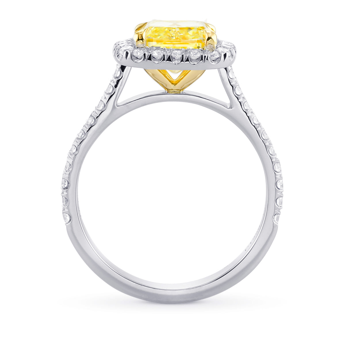 Fancy Intense Yellow Cushion Halo Diamond Ring 
