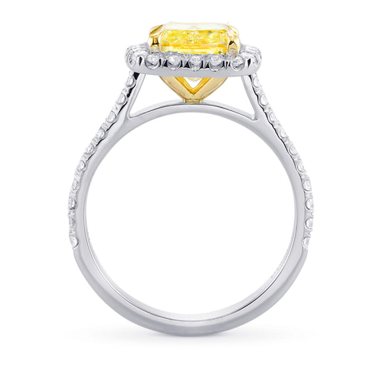 Fancy Intense Yellow Cushion Halo Diamond Ring 