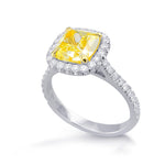Fancy Intense Yellow Cushion Halo Diamond Ring 