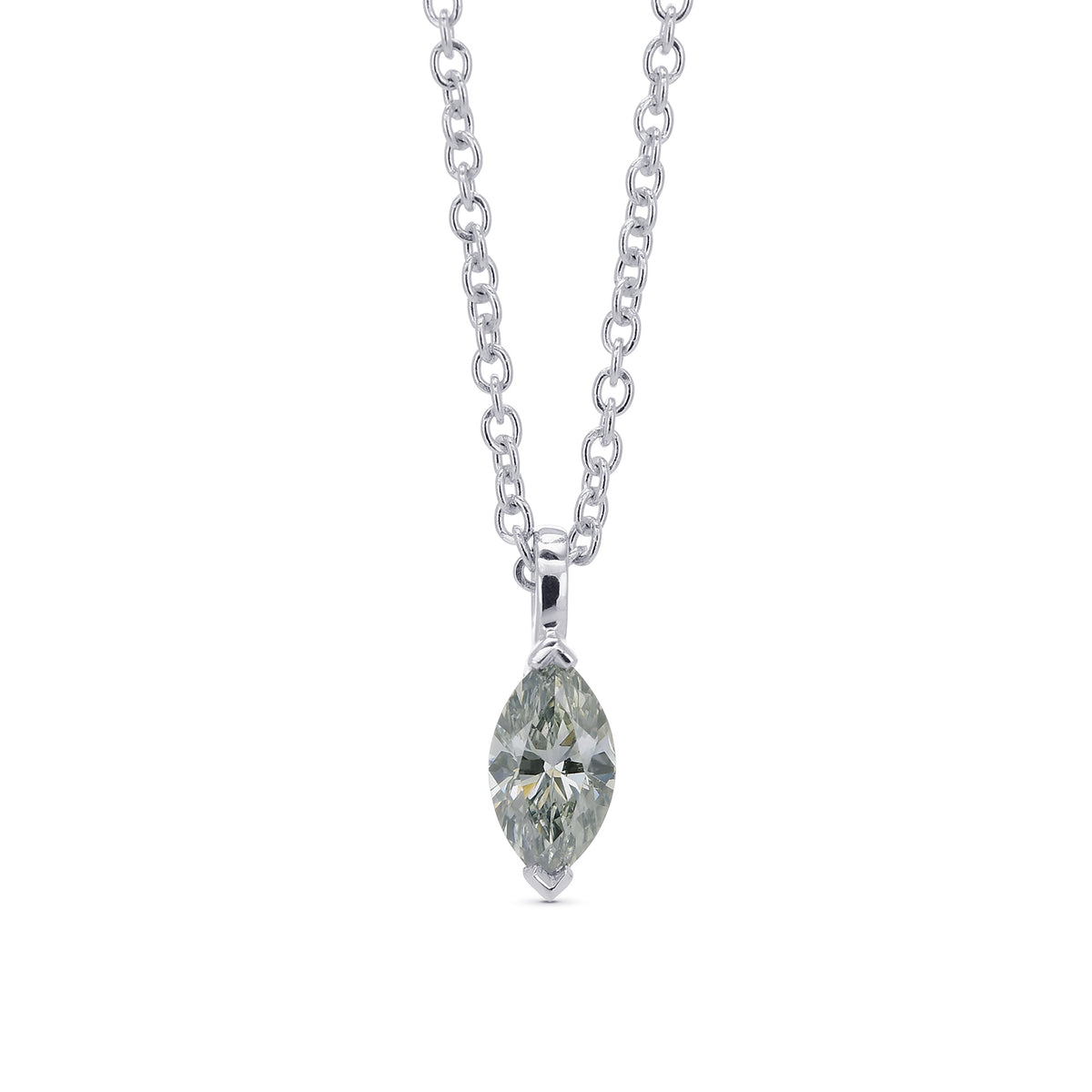 Fancy Greenish Gray Marquise Diamond Solitaire Pendant