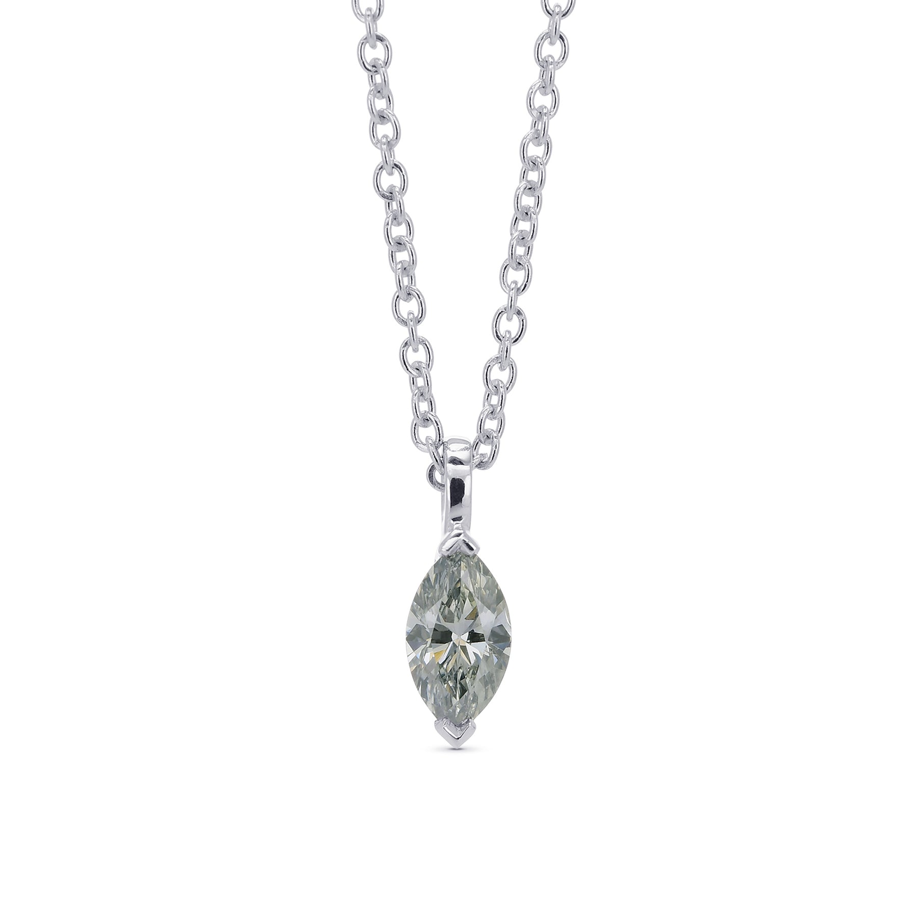 Fancy Greenish Gray Marquise Diamond Solitaire Pendant