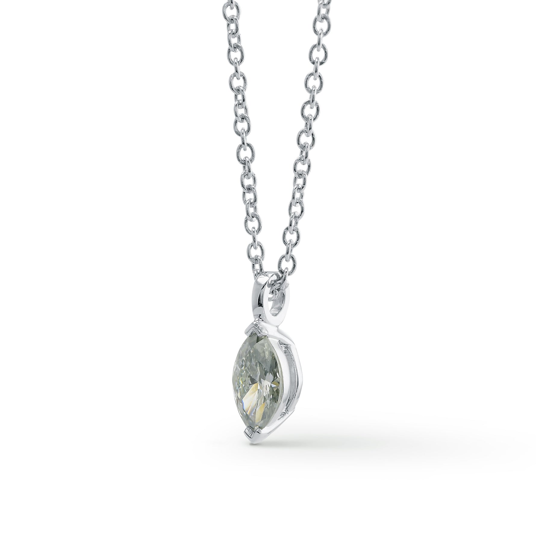 Fancy Greenish Gray Marquise Diamond Solitaire Pendant
