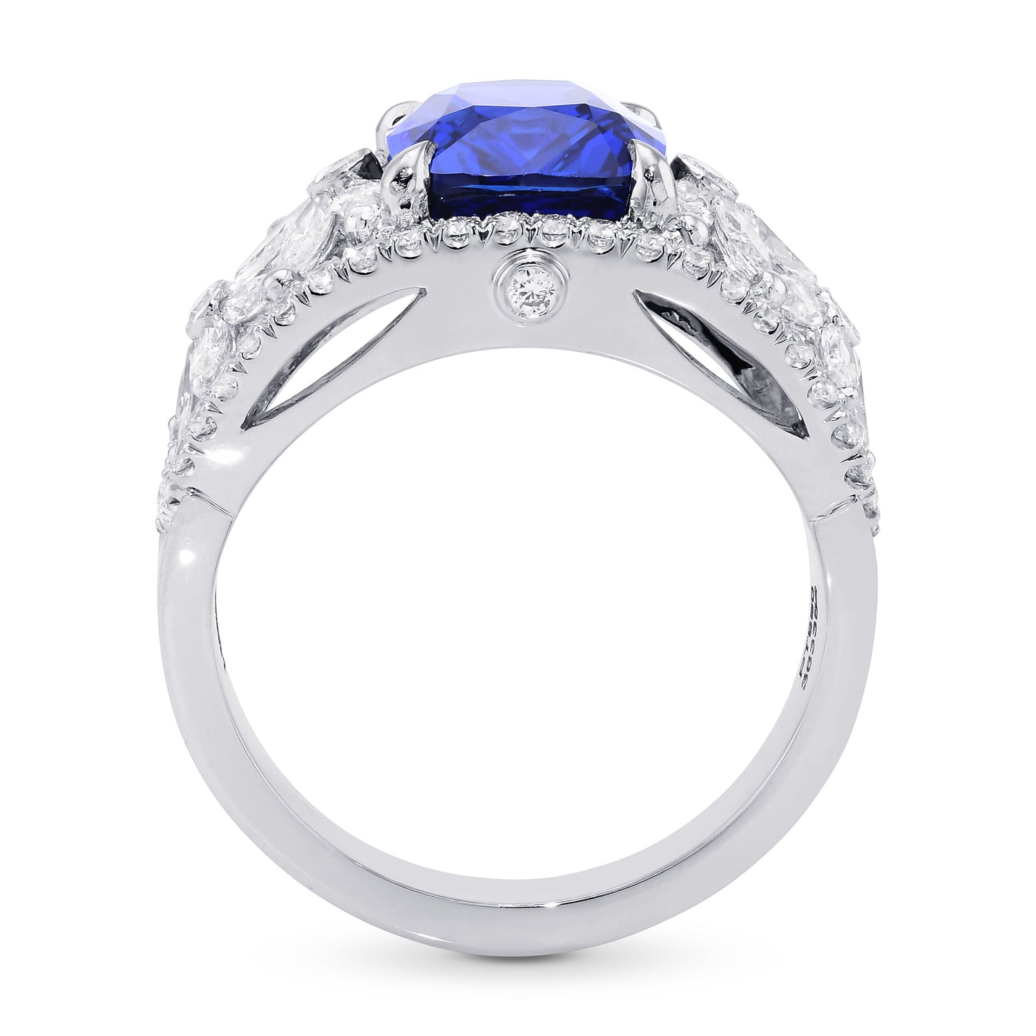 Royal Blue Cushion Sapphire & Diamond Dress Ring