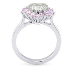 Fancy Yellowish Green Heart & Fancy Light Pink Diamond Halo Ring